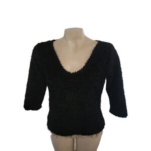 Bettie Paige 50's PinUp Retro Glam Fuzzy Sexy Sweater L Round Neck Halloween